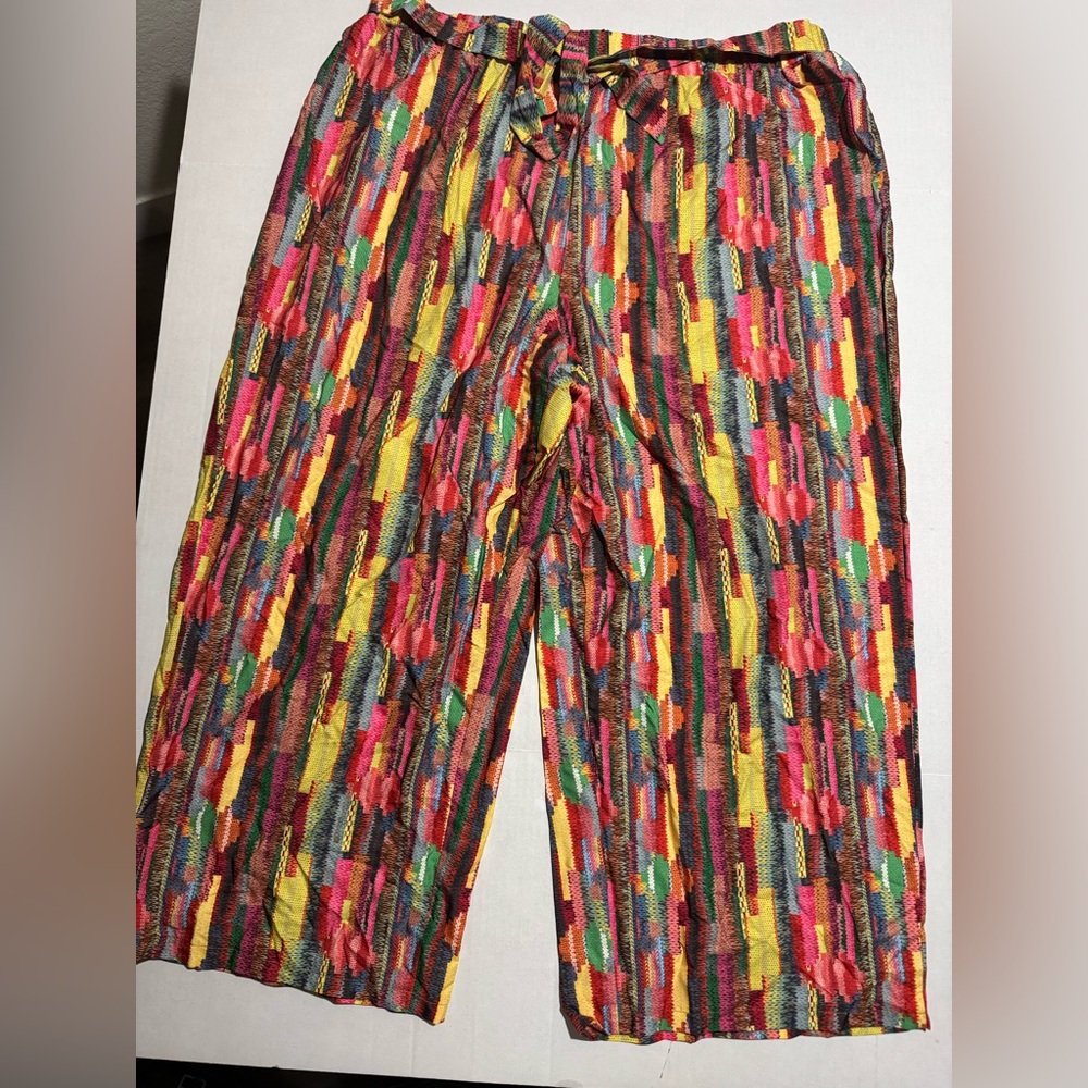 Shein Curve Women's 4X Multicolored Patchwork Printed Thin Pants w/belt